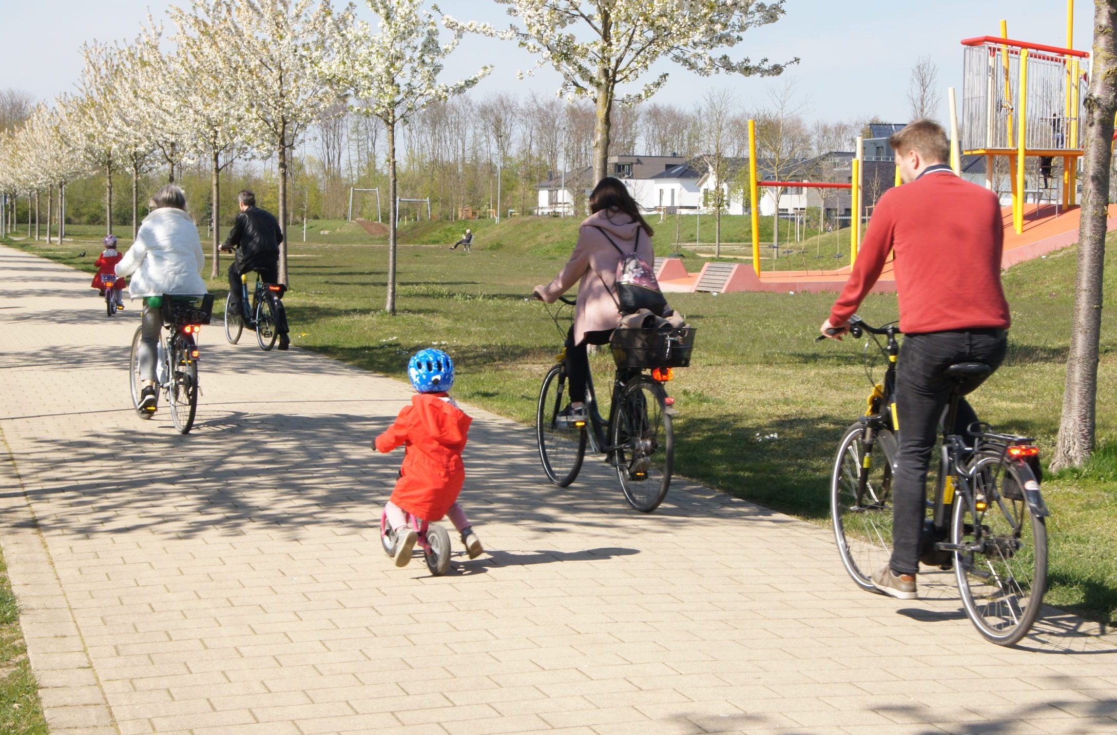 Fahrradfahrende von hinten