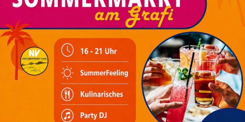 Werbeschild Sommermarkt am Grafschafter Platz