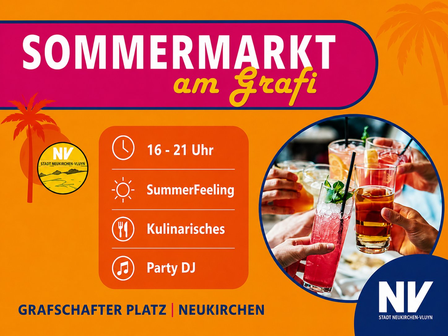 Werbeschild Sommermarkt am Grafschafter Platz
